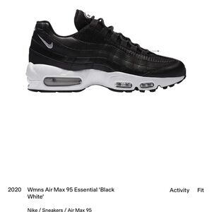 Nike Air Max 95 Black and White Sneakers size 8.5